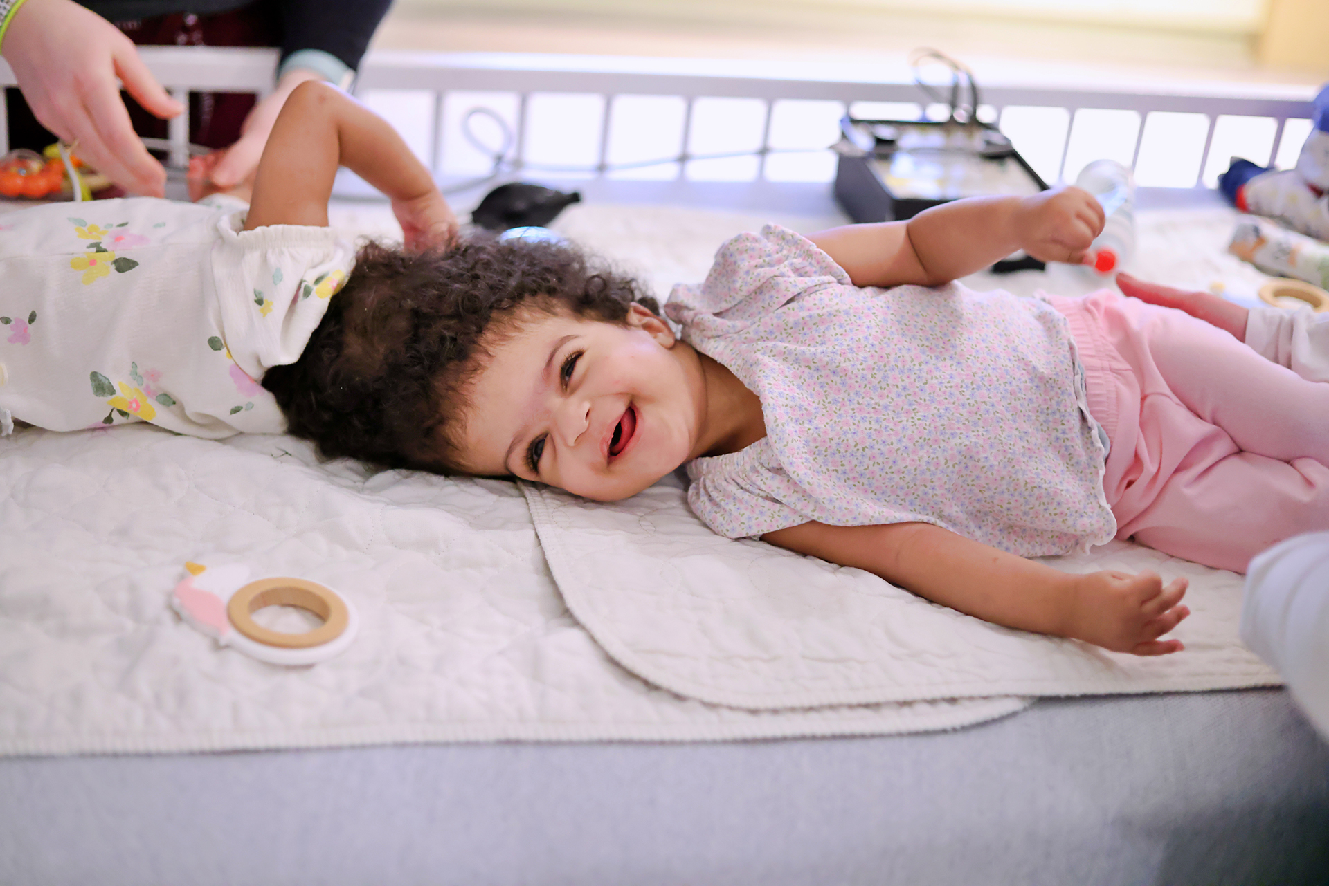 Conjoined twins enjoying first checkup upon arrival at Ranken Jordan